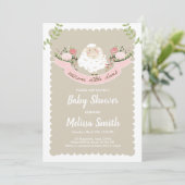 Lamb Baby shower Invitation Girl Pink Spring Kaart (Staand voorkant)