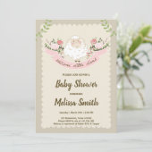 Lamb Baby shower Invitation Girl Pink Spring Kaart (Staand voorkant)