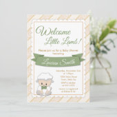 Lamb Baby shower Invitation Neutral Baby Lamb Kaart (Staand voorkant)