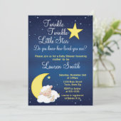 Lamb Baby shower Invitation Twinkle Little Star Kaart (Staand voorkant)