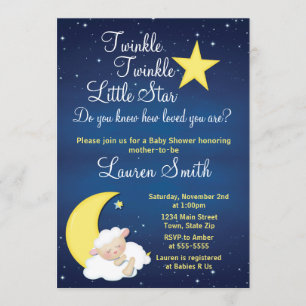 Lamb Baby shower Invitation Twinkle Little Star Kaart
