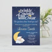 Lamb Baby shower Invitation Twinkle Little Star Kaart (Staand voorkant)