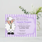 Lamb Baby Shower Invitations (Paars) Kaart (Staand voorkant)