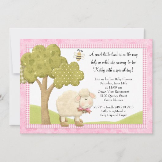 Lamb Baby shower Uitnodiging (Voorkant)