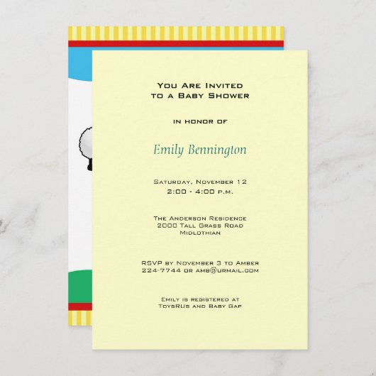 Lamb Baby shower Uitnodiging (Voorkant / Achterkant)