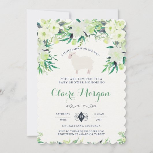 Lamb Baby shower Uitnodiging (Voorkant)