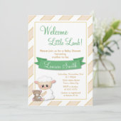 Lamb Baby shower Uitnodiging Neutrale Baby Lamb (Staand voorkant)