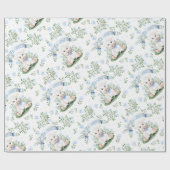 Lamb Blue Floral Baby shower Cadeaupapier (Vlak)