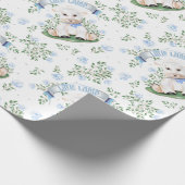 Lamb Blue Floral Baby shower Cadeaupapier (Hoek)