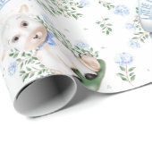 Lamb Blue Floral Baby shower Cadeaupapier (Rol Hoek)
