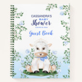 Lamb Blue Floral Baby shower Guest Book Notitieboek (Voorkant)