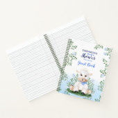 Lamb Blue Floral Baby shower Guest Book Notitieboek (Binnen)
