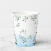 Lamb Blue Floral Baby shower Papieren Bekers (Links)