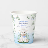 Lamb Blue Floral Baby shower Papieren Bekers (Voorkant)