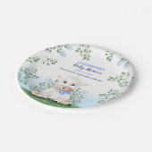 Lamb Blue Floral Baby shower Papieren Bordje (Gekanteld)