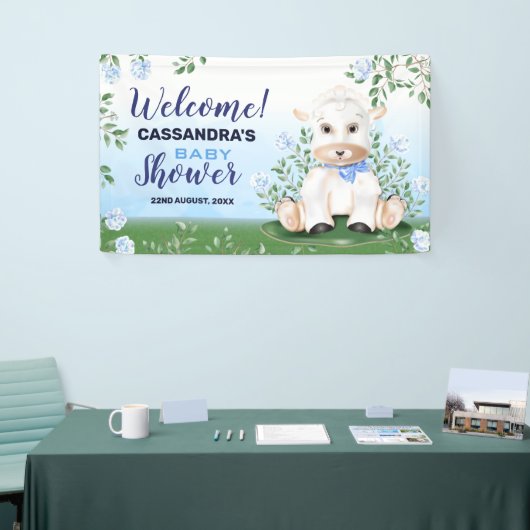 Lamb Blue Floral Baby shower Spandoek (Beurs)