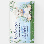 Lamb Blue Floral Baby shower Spandoek (Verticaal)