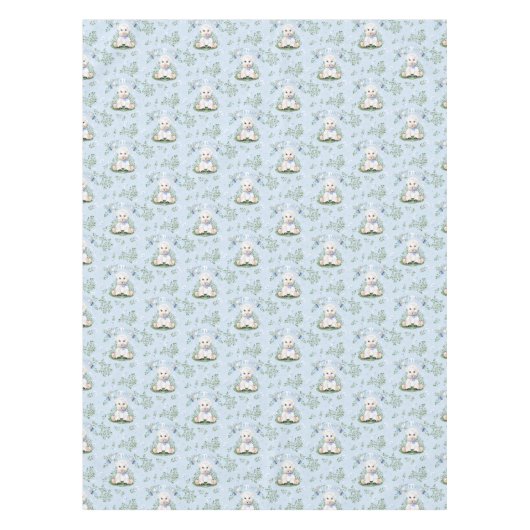 Lamb Blue Floral Baby shower Tafelkleed (Voorkant)