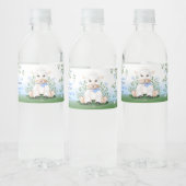 Lamb Blue Floral Baby shower Waterfles Etiket (Flessen)