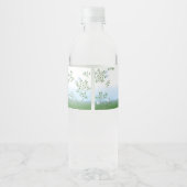 Lamb Blue Floral Baby shower Waterfles Etiket (Achterkant)