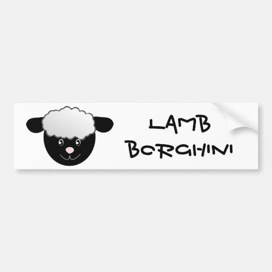 Lamb Borghini grappig Sheep Pun Bumpersticker (Voorkant)