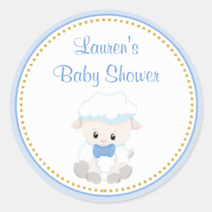 Lamb Boy Baby shower Favor Stickers