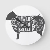 Lamb Butcher Chart Ronde Klok (Voorkant)