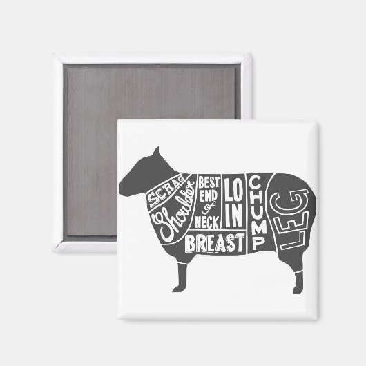Lamb Butcher Grafiek Magneet (Voorkant / Achterkant)
