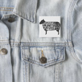 Lamb Butcher Grafiek Vierkante Button 5,1 Cm (In situ)