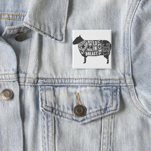 Lamb Butcher Grafiek Vierkante Button 5,1 Cm (In situ)