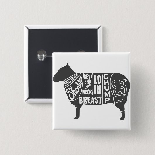 Lamb Butcher Grafiek Vierkante Button 5,1 Cm (Voorkant /achterkant)