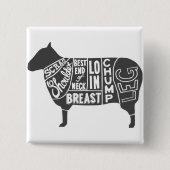 Lamb Butcher Grafiek Vierkante Button 5,1 Cm (Voorkant)