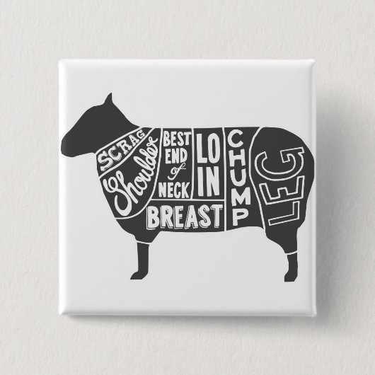 Lamb Butcher Grafiek Vierkante Button 5,1 Cm (Voorkant)