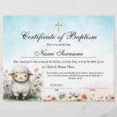 Lamb Certificate of Baptism, Baby Dedication (Voorkant)