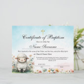 Lamb Certificate of Baptism, Baby Dedication (Staand voorkant)