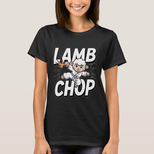 Lamb Chop! Grappige Karate Lam in Gi T-shirt (Voorkant)
