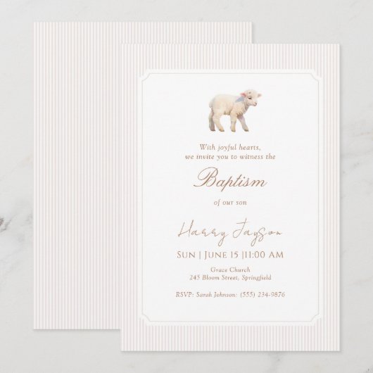 Lamb Christian boy baptism  Kaart (Voorkant / Achterkant)