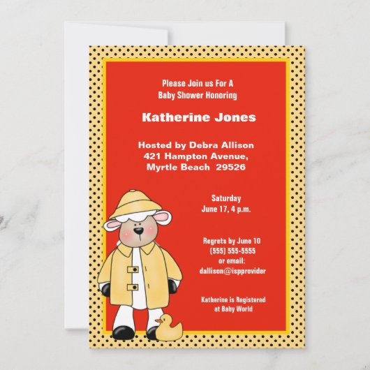 Lamb en Ducky Baby shower Invitation Kaart (Voorkant)