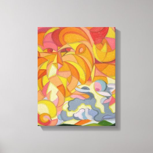 Lamb en Leeuw canvas Print. Afdruk (Voorkant)