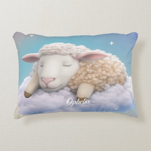 Lamb en puppy Slapen op wolken Accent Kussen (Voorkant)