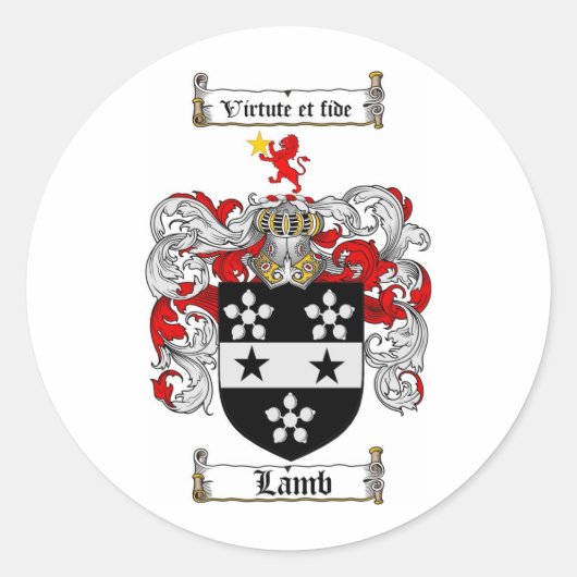 LAMB FAMILY CREST - LAMMEREN WAPEN RONDE STICKER (Voorkant)