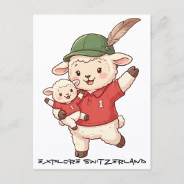 Lamb Family Fan with Alpine Hat Briefkaart