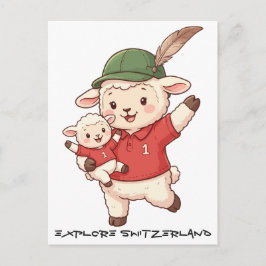 Lamb Family Fan with Alpine Hat Feestdagenkaart