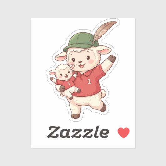 Lamb Family Fan with Alpine Hat Sticker (Vel)