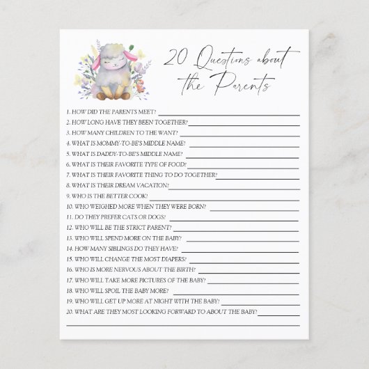 Lamb - Feestspel | 20 vragen over de Ouders Flyer (Voorkant)