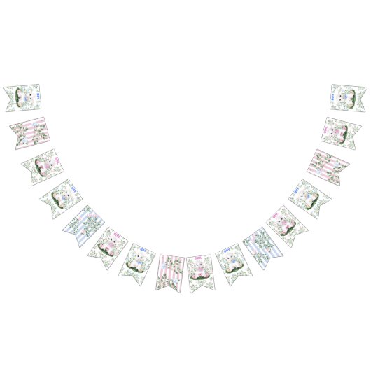 Lamb Floral Gender Reopenbaart Baby shower Vlaggetjes (Alle)