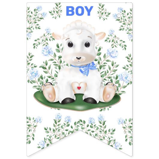 Lamb Floral Gender Reopenbaart Baby shower Vlaggetjes (Eerste vlag)