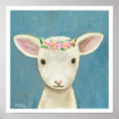 Lamb Flowers Nursery Art Print Sheep Nursery Decor (Voorkant)