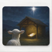 Lamb Gazing at Baby Jesus In a Manger Muismat (Voorkant)