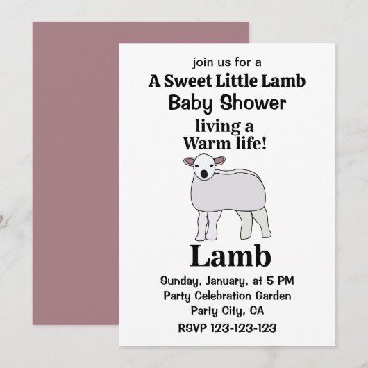 Lamb Living A Warm Life Funny Lamb Baby shower Kaart (Voorkant / Achterkant)